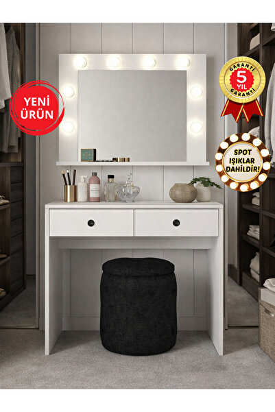 dorpek Apros Işıklı Aynalı Holywood Makyaj Masası, Takı Aksesuar Düzenleyici ...