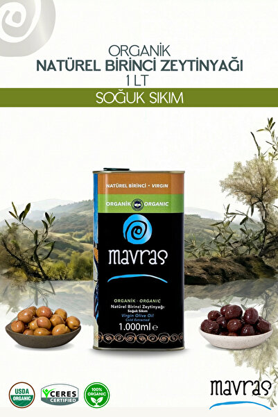 Mavras Organik Natürel Birinci Zeytinyağı 1 Lt - Soğuk Sıkım