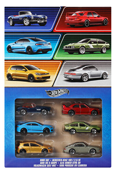 HOT WHEELS 1:64 ölçekli metal oyuncak arabalar, 6'lı Euro Style Seti JBY79