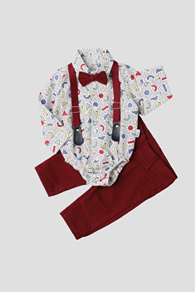 Kidex’s Baby Baby Set Bodysuit, Shirt, Pants, Bow Tie and Slopet 100% Cotton