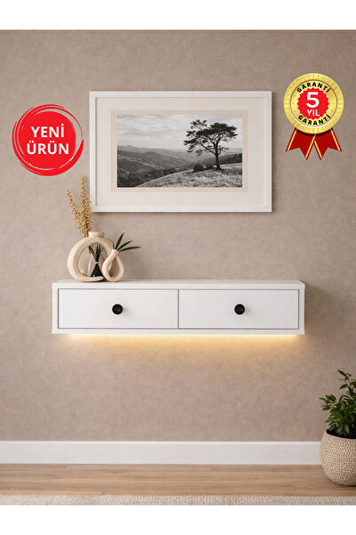 dorpek Gellis Modern Duvara Monte 2 Kapaklı Ledli Beyaz Dresuar, Antre & Salo...