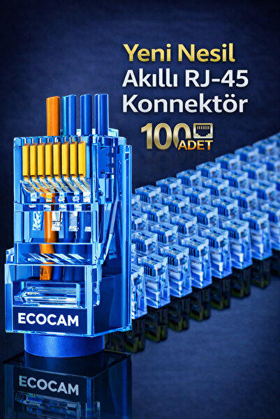 Ecocam 100 قطعة من كابلات الإنترنت ذات اللون الأزرق من الجيل الجديد ذات الثقو...