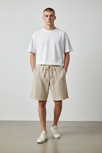 Altamira Pantaloni scurți otomani cu plachetă bej pentru bărbați