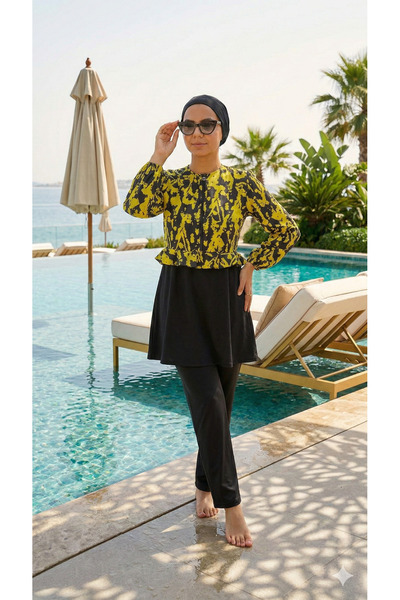 dilberfashion Bone Gifted Ela Model Hijab Swimsuit Set