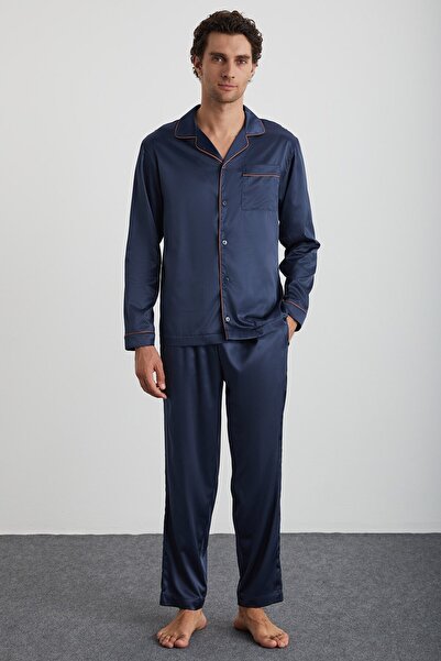 Kom Edmond Satin 6 Button Men's Pajama and Robe Set