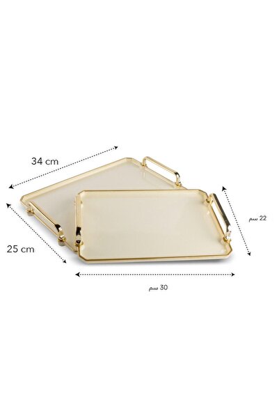 ALM HOME 2-Piece Cream Tray Presentation Decorative Home Tableware Kitchen Te...