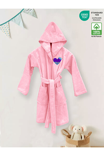 Ellaline Çocuk Bornozu %100 Pamuk Sertifikalı, Dışı Kadife, İçi Emici Sıcak T...