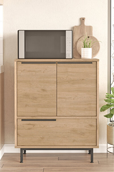 Yurudesign Ocean Mutfak Dolabı Mikrodalga 3 Kapaklı Metal Ayaklı Sepet On8a-s