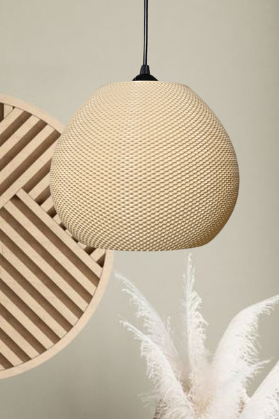 decory Venaty Hasır Renk Rattan Görünümlü Avize, Piterest Tarzı Tasarım Tekli...