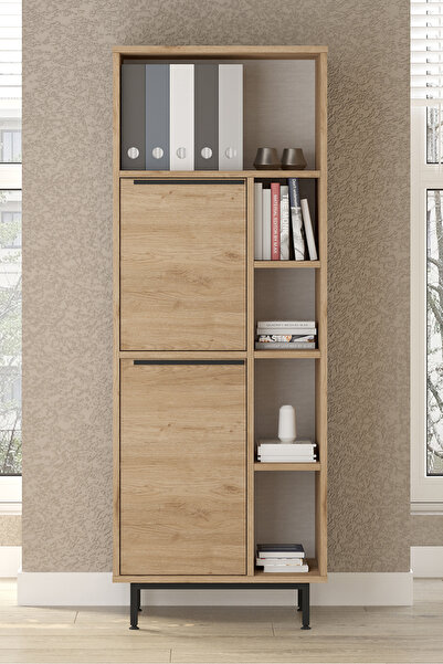 Yurudesign Ocean Ofis Klasör Dolabı Kitaplık 2 Kapaklı Metal Ayaklı Sepet On1...