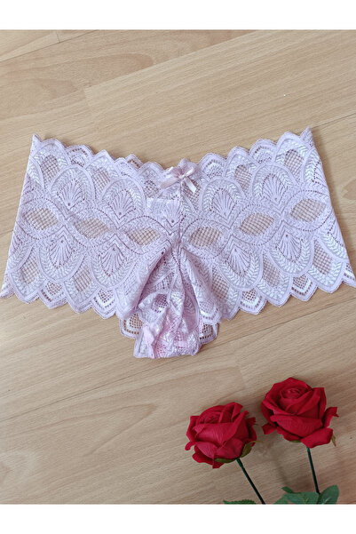 Dominant Miranda Full Dantelli Kadın İç Giyim Boxer Külot ( PEMBE )