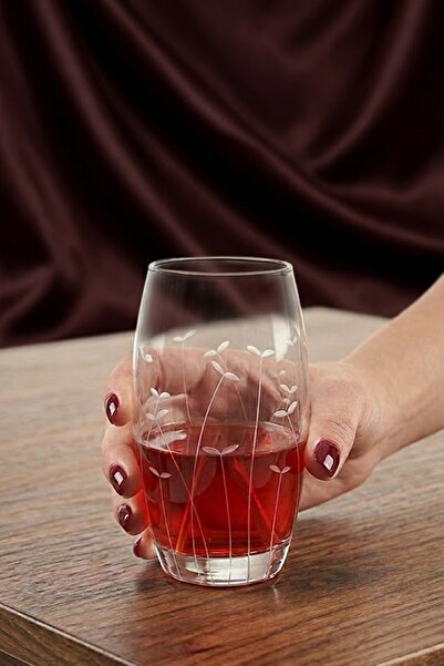 DECOSTYLE Barrel Palm Tree Decorated 500 Cc Large Soft Drink Glass 6 Pcs