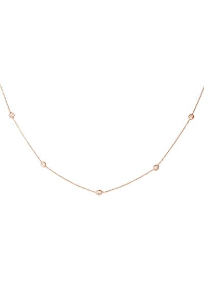 925 Ayar Gümüş Sıralı Zirkon Taşlı Sarı Gold Kadın Kolye