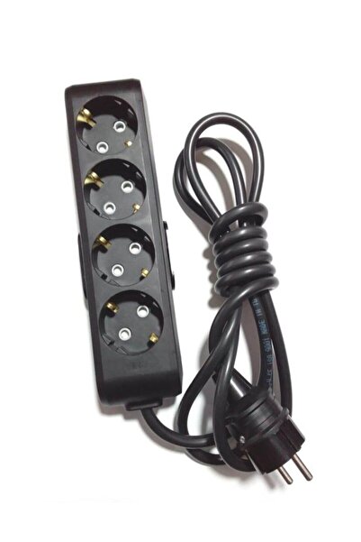 VİKO Ekonomik Siyah 4'lü Topraklı Çocuk Korumalı Grup Priz 5 Metre Kablo