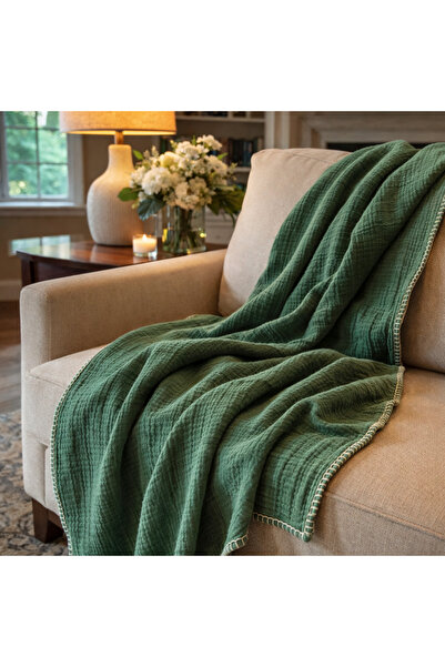 Stelo de Maro Joy %100 Pamuk 4 Kat Müslin Throw TV Battaniyesi & Koltuk Şalı ...