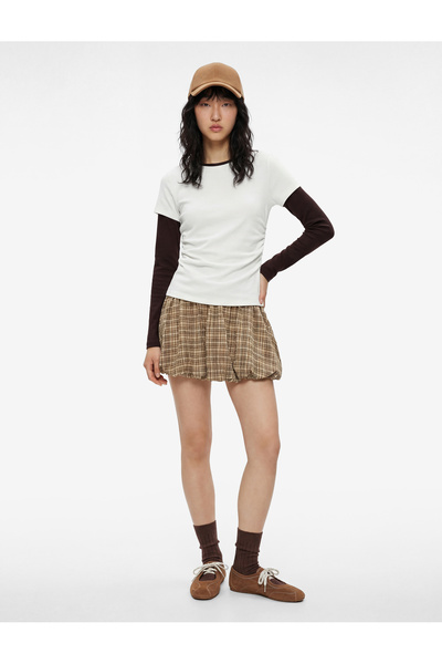 Koton Slim Fit Draped Short Sleeve Boat Neck T-Shirt