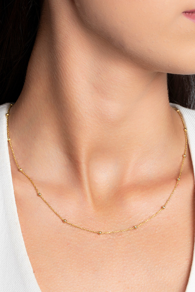 Elika Silver Top Zincirli Altın Kaplama 925 Ayar Gümüş Kolye