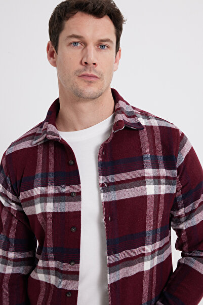 Tudors Erkek Slim Fit Dar Kesim Kareli Kışlık Oduncu Gömlek