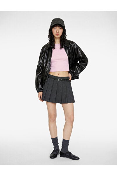 Koton Sa detaljem kaiša Karirano Li Nabrano Mini Suknja-šorts