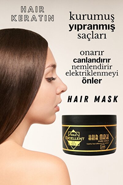 GOLD EXCELLENT Yavaş Uzayan Ve Yıpranmış Saçlara Özel Saç Bakım Maskesi 24 Ya...