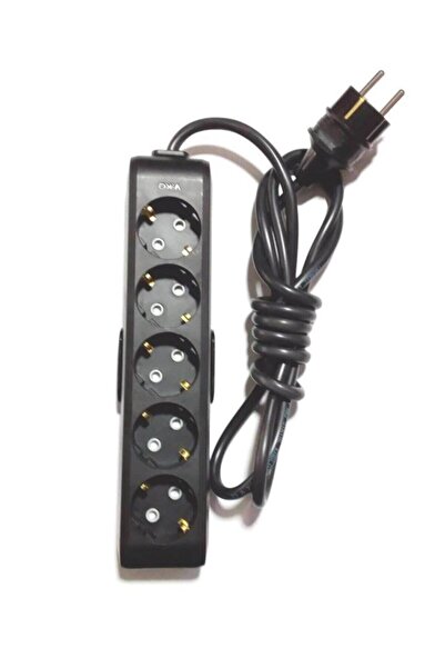 VİKO Ekonomik Siyah 5'li Topraklı Çocuk Korumalı Grup Priz 7 Metre Kablo