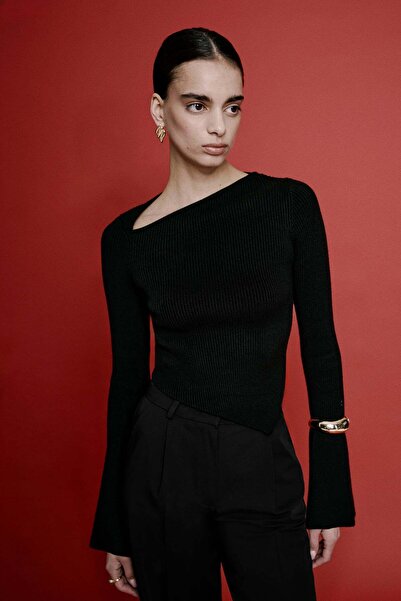 VATKALI Asymmetrical Collar Spanish-Style Sleeveless Knitwear Blouse