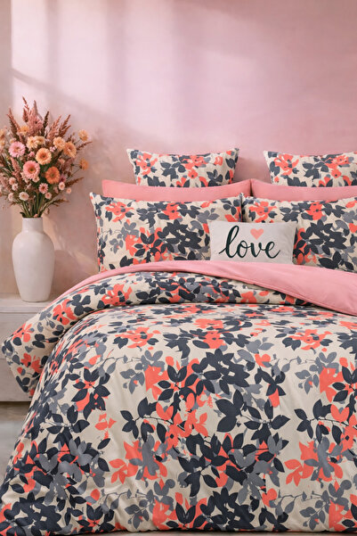 İQON Elastic Sheet Bedding Set Double Size Autumn Salmon