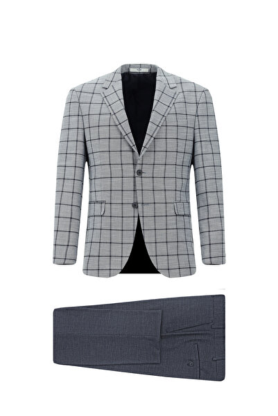 Kiğılı 7 دروب قصة ضيقة بدلة ضيقة بقصة بنقش مربعات كومبينلي