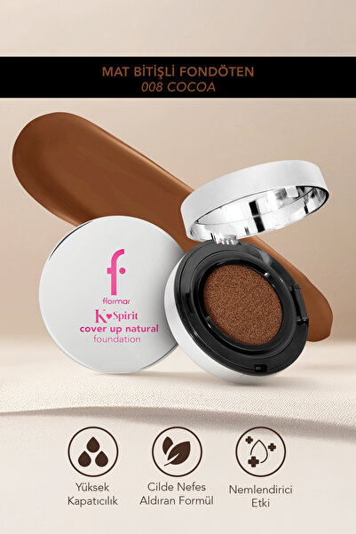 Flormar K-Spirit Cover Up Yoğun Kapatıcı Pürüzsüz Yarı Mat Bitişli Cushion Fo...