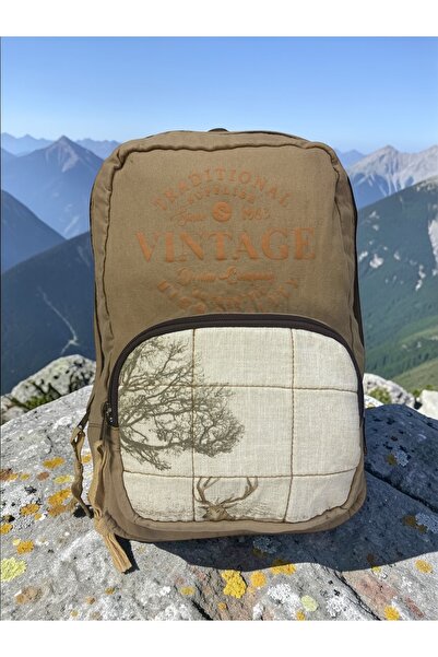 Old Cotton Kaliteli Mini Vintage Salaş Disayn Günlük Sırt Gezi Çantası 19 Cm ...