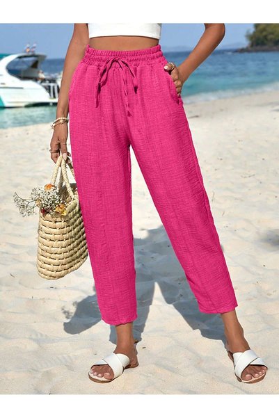 Purpleclo Pink Thin Linen Trousers