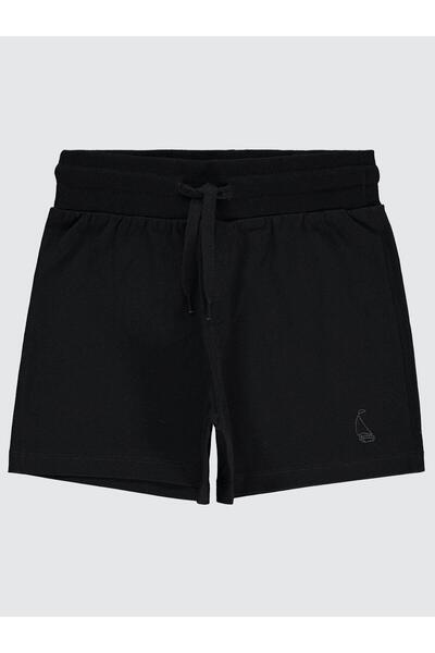 Civil Boys Pantaloni scurți brodați Yelken pentru copii de 10-13 ani - Negru