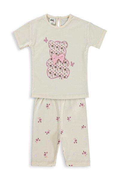 Civil Baby Ayıcık Baskılı Fiyonklu 6-18 Ay Takım - Fil Dişi