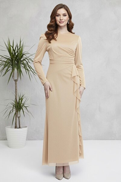 hiramir Yeni Sezon Kadın Simli Tül Abiye Elbise YZ2505