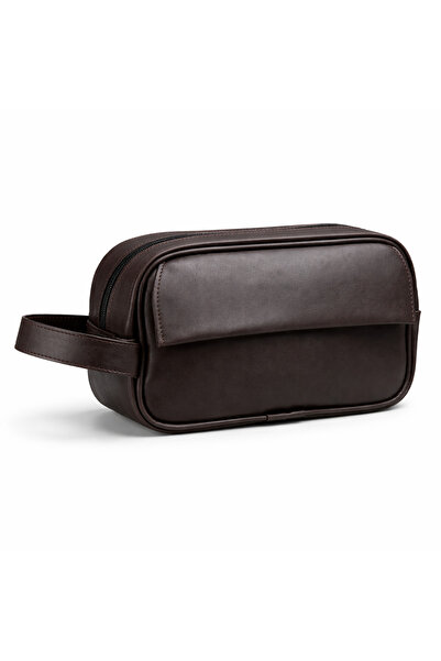 Blue Burry حقيبة يد رجالية فاخرة من الجلد ومنظم أدوات تجميل مع جيب بغطاء - حق...