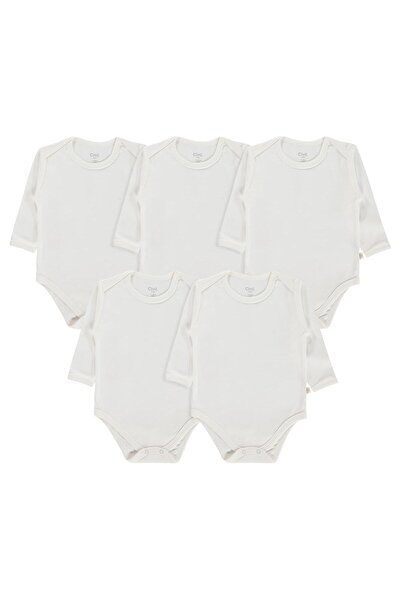 Civil Baby Düz Uzun Kol 5 li Çıtçıtlı Badi - Beyaz