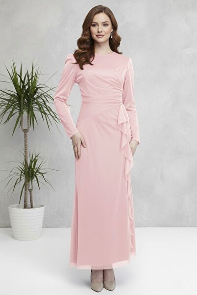 hiramir Yeni Sezon Kadın Simli Tül Abiye Elbise YZ2505