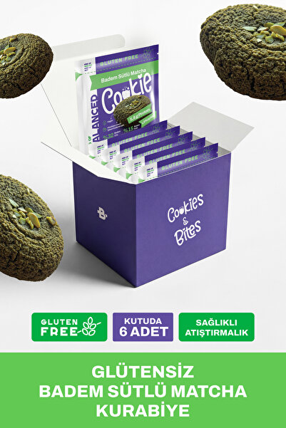Kind Of Balanced Glütensiz Badem Sütlü Matcha Proteinli Cookie 60 gr x 6 Adet
