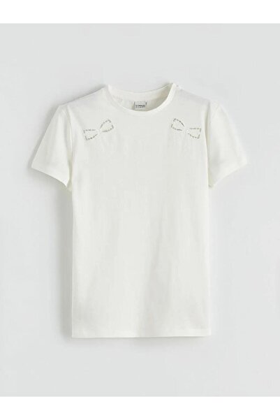 LC Waikiki Κοριτσίστικο μπλουζάκι με κέντημα φιόγκου (S6)