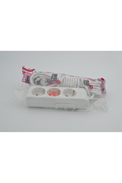 Mutlusan Ri-Tech 3'lü 3 Metre Topraklı Anahtarlı Grup Priz Çocuk Korumalı