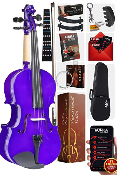 Midex Hga44pu Mor 4/4 Tam Boy Keman Seti (çanta Yay Reçine)