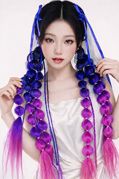 TAKIŞTIR Elastic de păr cu detaliu de culoare violet