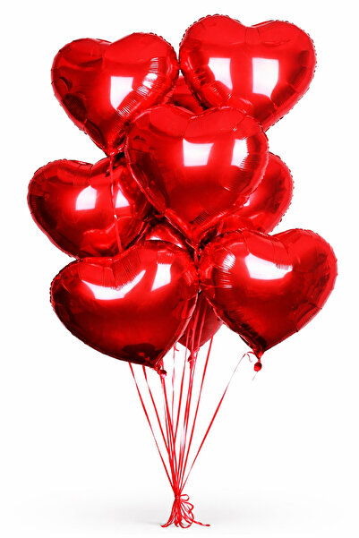 Parti dolabı Folyo Kalpli Uçan Kalp Balon 5 Adet 45 Cm Kırmızı Romantik Evlil...