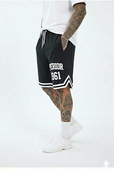 NİCE Superior 1961 muške crne košarkaške šortseve sa printom - retro stil, be...