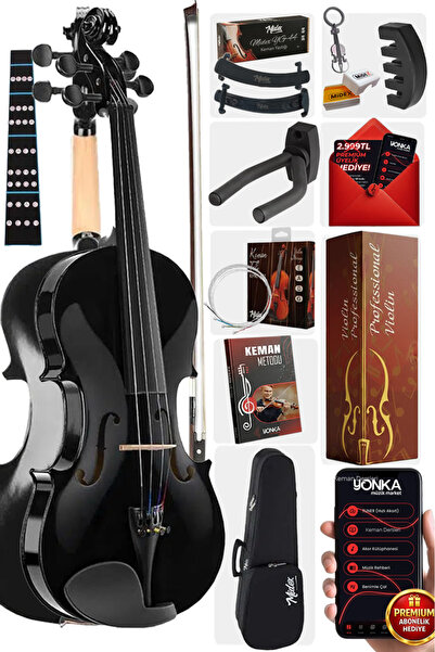 Midex Hga44bk-pak Full Siyah Set Keman 4/4 (YASTIK SUSTURUCU YEDEK TEL REÇİNE...