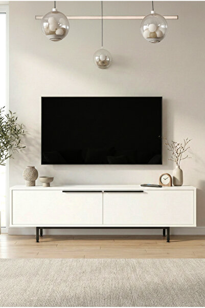 Yurudesign Ocean Tv Ünitesi Sehpası Metal Ayaklı 160cm Beyaz On1-w