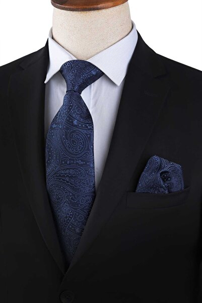 Kravatkolik Тъмносин шал с шал мотив Кърпичка Класическа вратовръзка KK13129