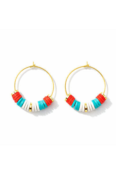 HERCY أقراط دائرية صغيرة ملونة من فيمو مرصّع بالخرز |   قطر الحلقة 3 سم