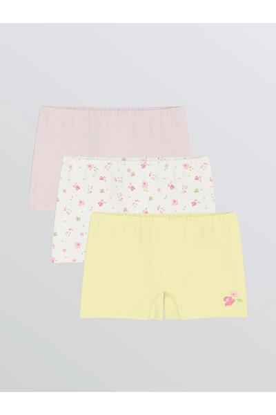 LC Waikiki Boxeri pentru fetițe cu model floral ecru, pachet de 3 (S6)