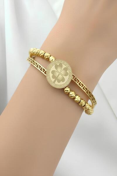 Bontexs Çelik Dorikalı Yonca Kelepçe Bileklik Şık Göz Alıcı